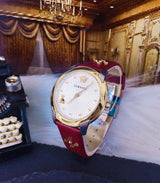 Versace Audrey Quartz Silver Dial Red Leather Strap Watch for Women - VELR00219 Buy Now By Versace