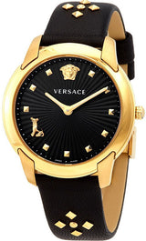 Versace Audrey Quartz Black Dial Black Leather Strap Watch for Women - VELR00319 Buy Now By Versace