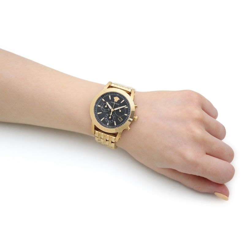 Versace Sport Tech Chronograph Black Dial Gold Steel Strap Watch for Men - VELT00419 Buy Now By Versace