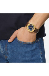 Versace Code Quartz Blue Dial Brown Leather Strap Watch For Men - VEPO00220 Buy Now By Versace