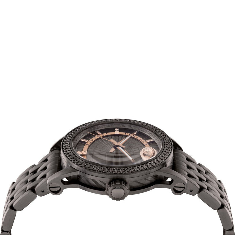 Versace Viamond Quartz Black Dial Grey Steel Strap Watch For Men - VEPO00520 Buy Now By Versace