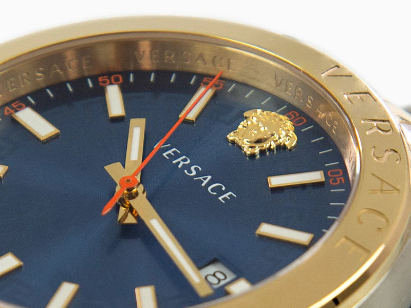 Versace Hellenyium Quartz Blue Dial Two Tone Steel Strap Watch for Men - VEVK00520 Buy Now By Versace