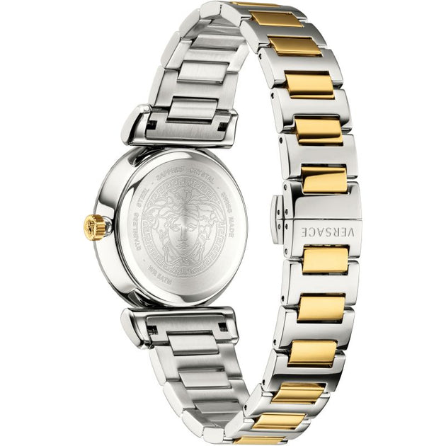 Versace V-Motif Black Dial Two Tone Steel Strap Watch for Women - VERE00518 Buy Now By Versace