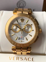 Versace V Racer Chronograph White Dial Gold Steel Strap Watch for Men - VBR060017 Buy Now By Versace