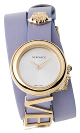 Shop Versace V-Flare Silver Dial Purple Leather Strap Watch for Women - VEBN00318 in USA