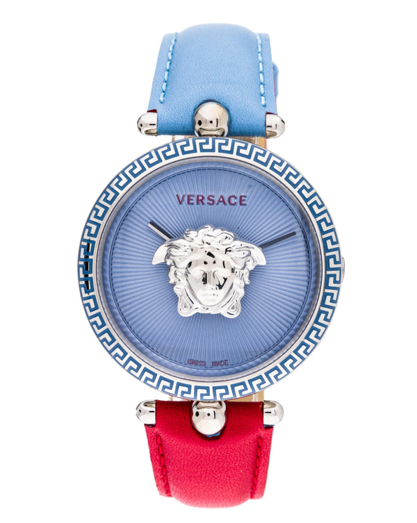Shop Versace Palazzo Empire Blue Dial Blue & Red Leather Strap Watch for Women - VCO070017 in USA