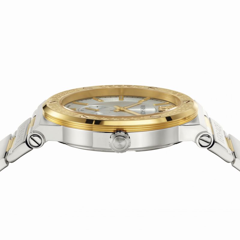 Versace Greca Silver Dial Two Tone Steel Strap Watch for Men - VEVI00320 Buy Now By Versace