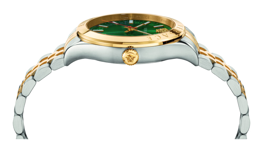 Versace Hellenium Green Dial Two Tone Steel Strap Watch for Men - VEVK00620
