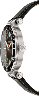Versace Greca Sport Quartz Black Dial Black Leather Strap Watch For Men - VEZ300221 Buy Now By Versace