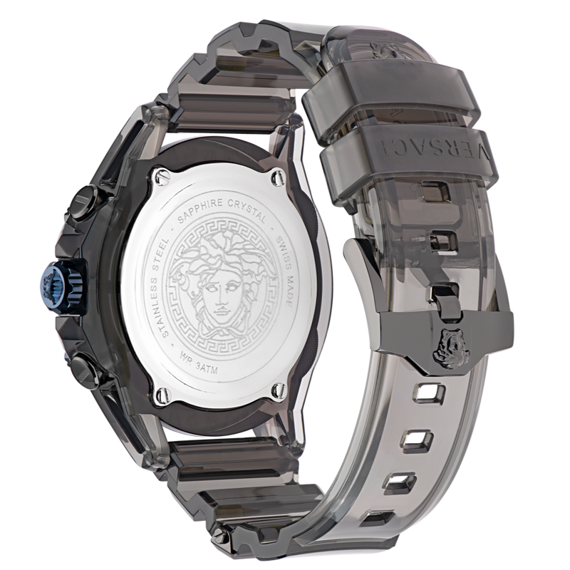 Versace icon Active Chronograph Black Dial Black Silicone Strap Watch For Men - VEZ700622