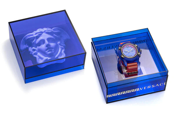 Versace Icon Active Chronograph Quartz Blue Dial Orange Rubber Strap Watch For Men - VEZ700922 Buy Now By Versace