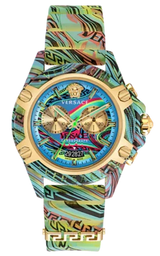 Versace Icon Active Chronograph Blue Dial Green Rubber Strap Watch For Men - VEZ701322 Buy Now By Versace