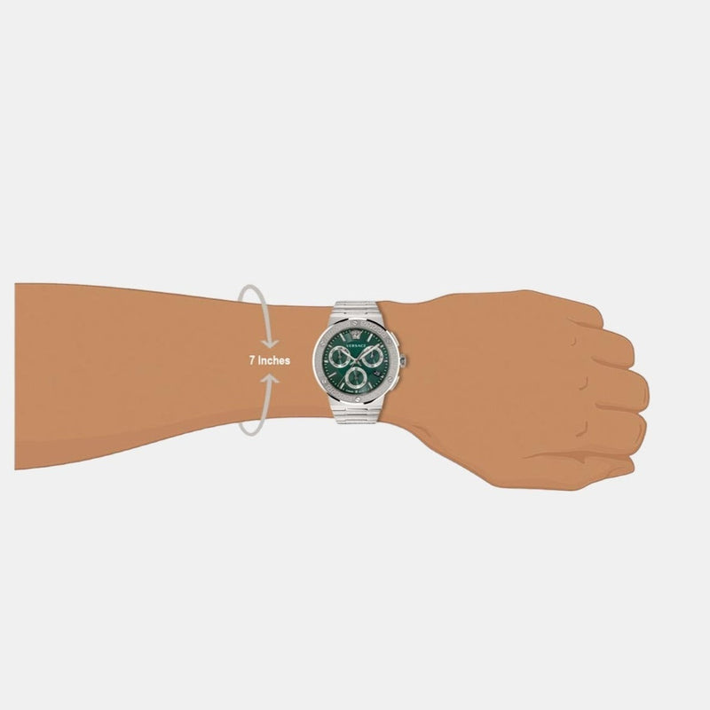 Versace Grace Chronograph Quartz Green Dial Silver Steel Strap Watch For Men - VEZ900121 Buy Now By Versace