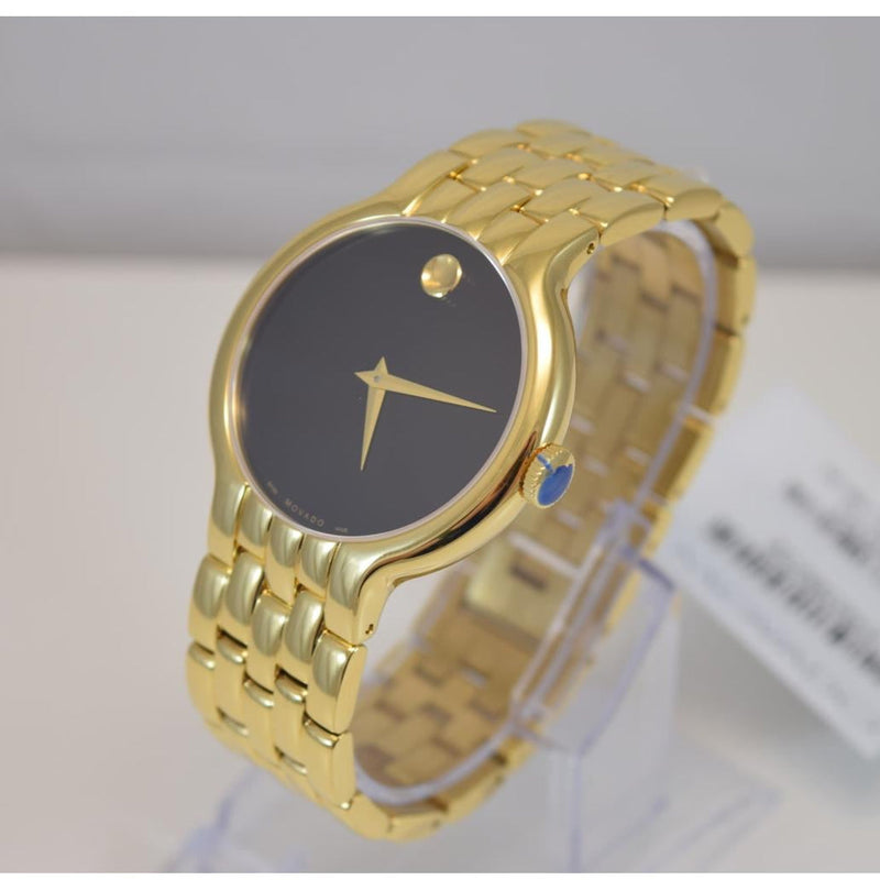 Shop Movado Veturi Black Dial Gold Steel Strap Watch for Women - 0606935 in USA