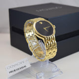 Shop Movado Veturi Quartz Black Dial Gold Steel Strap Watch for Men - 0606934 in USA