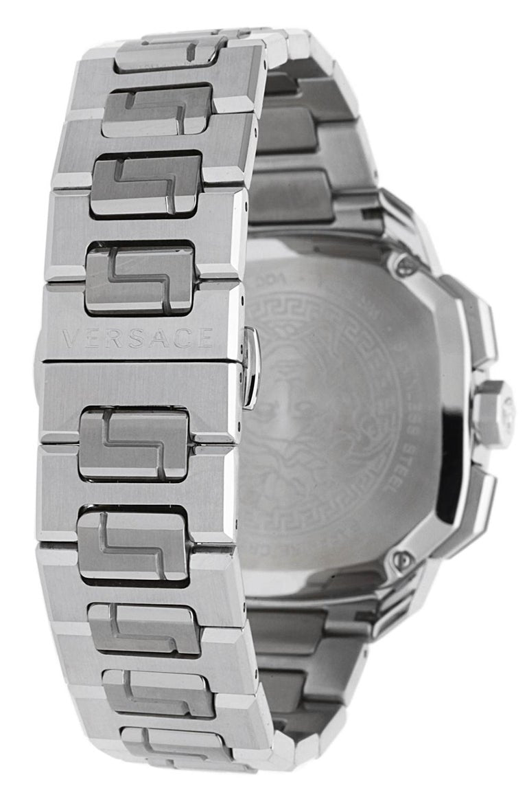 Shop Versace Dylos Chronograph Blue Dial Silver Steel Strap Watch for Men - VQC090016 in USA