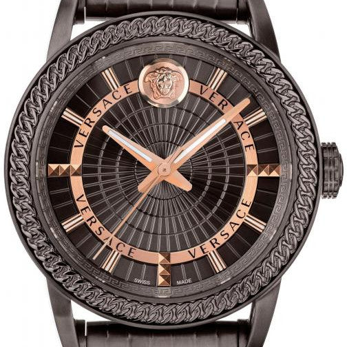 Versace Viamond Quartz Black Dial Grey Steel Strap Watch For Men - VEPO00520 Buy Now By Versace