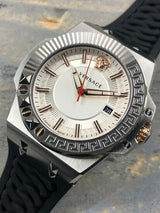Versace Chain Reaction Quartz White Dial Black Rubber Strap Watch for Men - VEDY00219 Buy Now By Versace