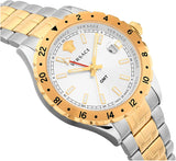 Versace Hellenyium GMT Silver Dial Two Tone Steel Strap Watch for Men - V11030015 Buy Now By Versace