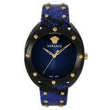Versace Shadov Quartz Black Dial Blue Leather Strap Watch for Men - VEBM00418 Buy Now By Versace