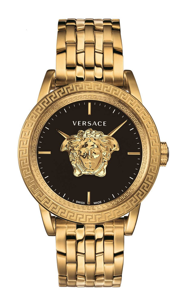 Versace Palazzo Empire Black Dial Gold Steel Strap Watch for Men - VERD00818