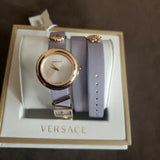 Shop Versace V-Flare Silver Dial Purple Leather Strap Watch for Women - VEBN00318 in USA