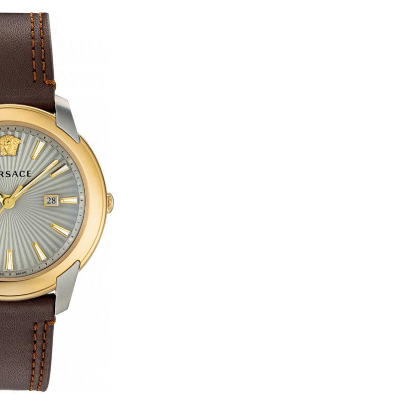 Versace V-Urban Quartz Grey Dial Brown Leather Strap Watch for Men - VELQ00219 Buy Now By Versace