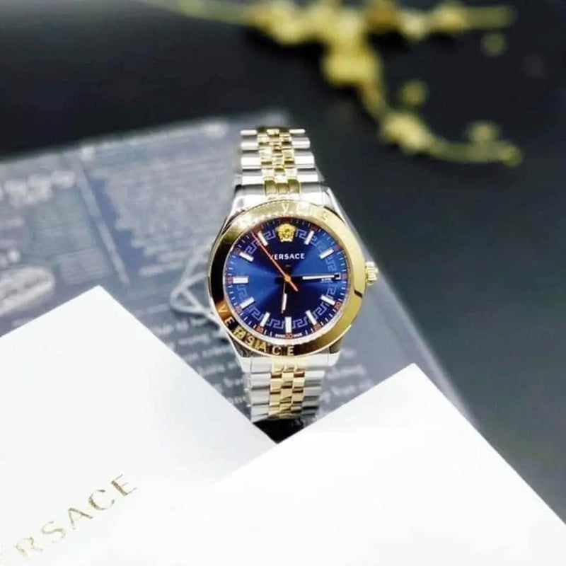 Versace Hellenyium Quartz Blue Dial Two Tone Steel Strap Watch for Men - VEVK00520 Buy Now By Versace