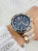Michael Kors Everest Chronograph Black Dial Rose Gold Steel Strap Watch For Women - MK5875 Buy Now By Michael Kors