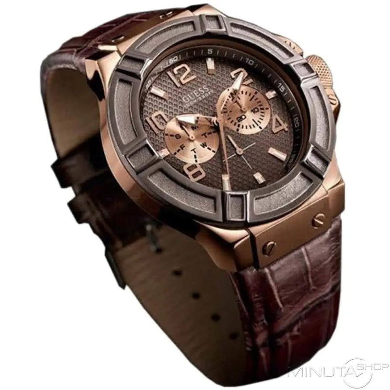 Guess Rigor Analog Brown Dial Brown Leather Strap Watch For Men - W0040G3 Buy Now By Guess