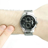 Guess Exec Chronograph Quartz Black Dial Silver Steel Strap Watch For Men - W0075G1 Buy Now By Guess