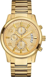 Shop Guess Analog Chronograph Gold Dial Gold Steel Strap Watch for Men - W0075G5 in USA