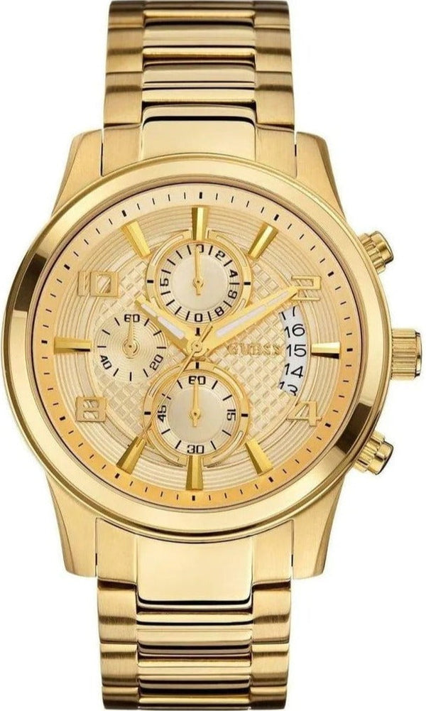 Shop Guess Analog Chronograph Gold Dial Gold Steel Strap Watch for Men - W0075G5 in USA
