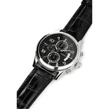 Guess Exec Chronograph Quartz Black Dial Black Leather Strap Watch for Men - W0076G1 Buy Now By Guess
