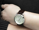 Guess Exec Chronograph White Dial Brown Leather Strap Watch For Men - W0076G2 Buy Now By Guess
