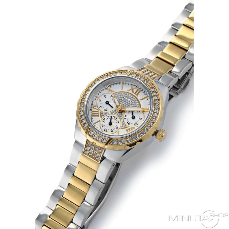 Guess Viva Diamonds Silver Dial Two Tone Steel Strap Watch for Women - W0111L5 Buy Now By Guess