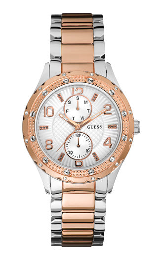 Shop Guess Siren White Dial Two Tone Steel Strap Watch for Women - W0442L4 in USA