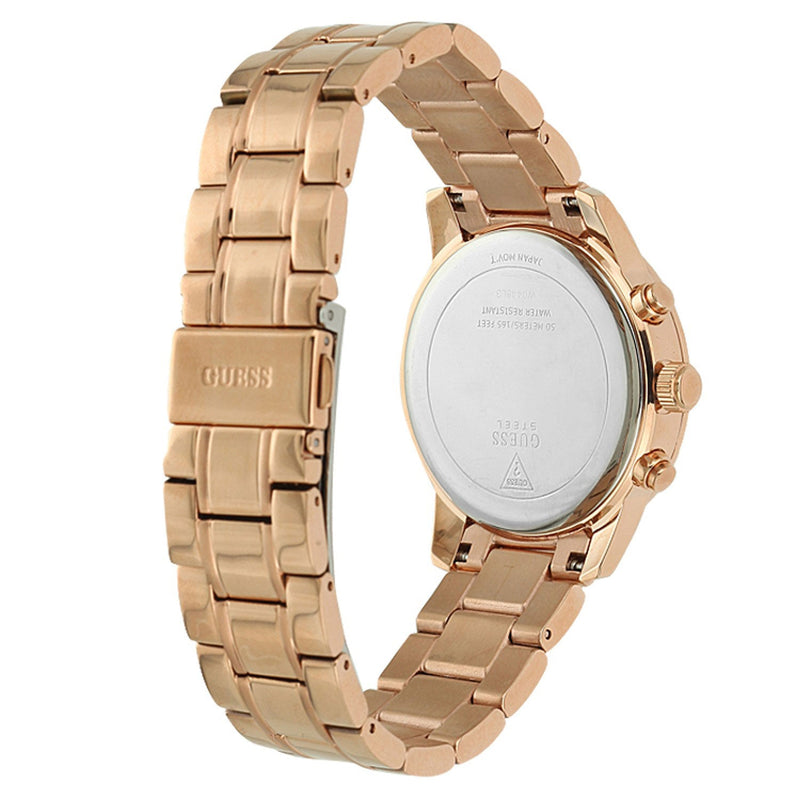 Guess Mini Sunrise Chronograph Quartz Rose Gold Dial Rose Gold Steel Strap Watch For Women - W0448L3 Buy Now By Guess