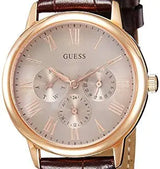 Guess Wafer Quartz Beige Dial Brown Leather Strap Watch For Men - W0496G1 Buy Now By Guess