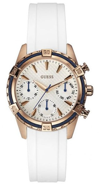Shop Guess Catalina White Dial White Silicon Strap Watch For Women - W0562L1 in USA