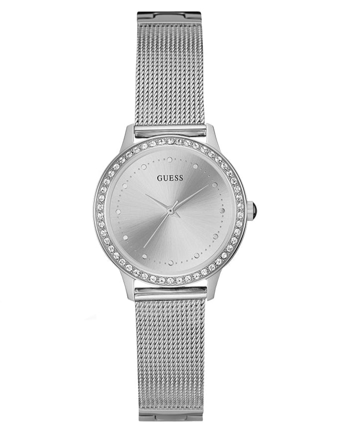 Guess Chelsea Quartz Silver Dial Silver Mesh Strap Watch For Women - W0647L6 Buy Now By Guess