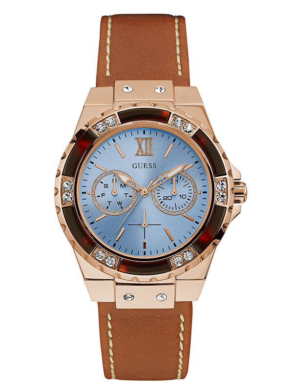 Guess Limelight Quartz White Dial Brown Leather Strap Watch For Women - W0775L7 Buy Now By Guess