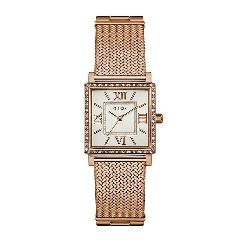 Guess Highline Off White Dial Rose Gold Stainless Steel Mesh Strap Watch For Women - W0826L3 Buy Now By Guess