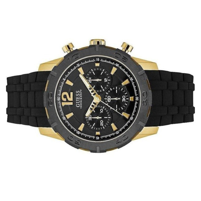 Shop Guess Caliber Chronograph Black Dial Black Rubber Strap Watch for Men - W0864G3 in USA