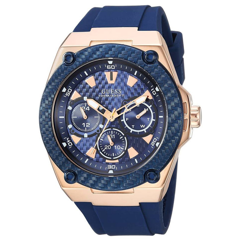 Guess Legacy Chronograph Blue Dial Blue Rubber Strap Watch For Men - W1049G9 Buy Now By Guess