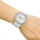 Guess Wanderlust Crystals Silver Dial White Rubber Strap Watch For Women - W1059L3 Buy Now By Guess