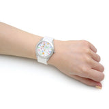 Guess Wanderlust Crystals Silver Dial White Rubber Strap Watch For Women - W1059L3 Buy Now By Guess