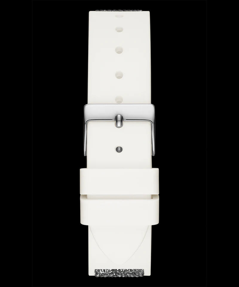 Guess Swirl Quartz Silver Dial White Silicone Strap Watch for Women - W1096L1 Buy Now By Guess