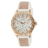 Guess Swirl Quartz Silver Dial White Rubber Strap Watch For Women - W1096l2 Buy Now By Guess