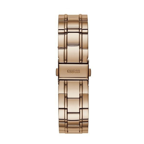 Guess Bedazzle Diamonds Silver Dial Rose Gold Steel Strap Watch For Women - W1097L3 Buy Now By Guess